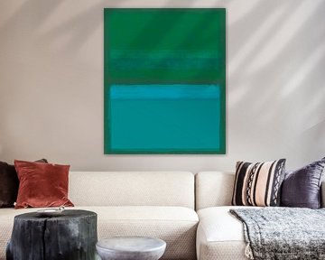 Abstract painting in shades of green by Rietje Bulthuis