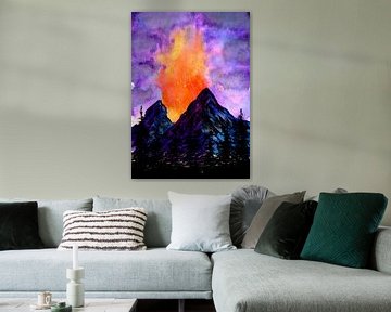 Nachtelijke vulkaanuitbarsting van Sebastian Grafmann