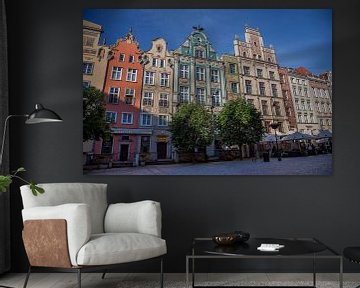 Old facades on square in center of Gdansk, Poland by Joost Adriaanse