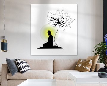 Buddha onder een lotus bloem van Marcel Derweduwen