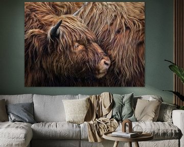 Portret van een Schotse hooglander ( highland cattle ) van Chihong