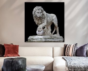 Statue du Lion (appelé Marzocco) dans le centre de Florence, en Toscane, en Italie.