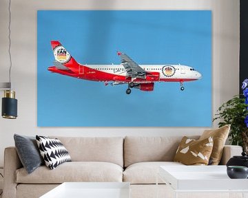 Air Berlin's Airbus A320 in special livery as the "Fan Force One" Bitburger Bier. by Jaap van den Berg