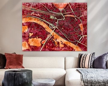 Map of Arnhem centrum with the style 'Amber Autumn' by Maporia