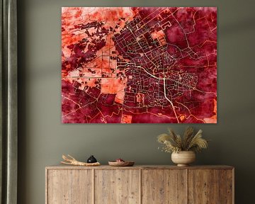 Kaart van Bergen in de stijl 'Amber Autumn' van Maporia