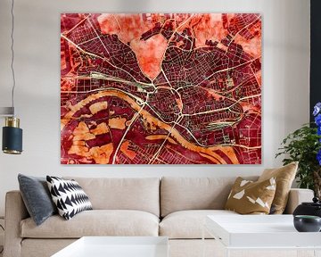 Map of Arnhem with the style 'Amber Autumn' by Maporia