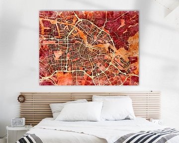 Kaart van Amsterdam in de stijl 'Amber Autumn' van Maporia