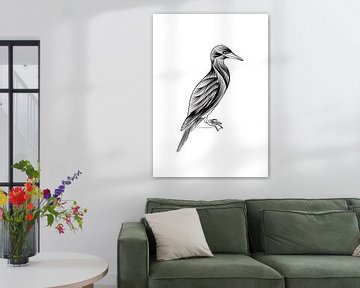 Poster Jan van Gent - Oiseau - Noir et blanc - dessin au trait sur Studio Tosca