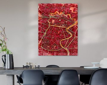 Kaart van Haarlem centrum in de stijl 'Amber Autumn' van Maporia