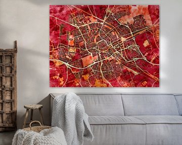 Map of Groningen with the style 'Amber Autumn' by Maporia