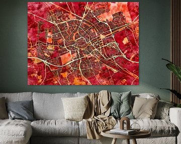 Kaart van Groningen in de stijl 'Amber Autumn' van Maporia