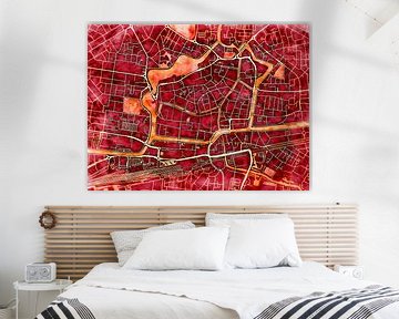 Kaart van Leeuwarden centrum in de stijl 'Amber Autumn' van Maporia