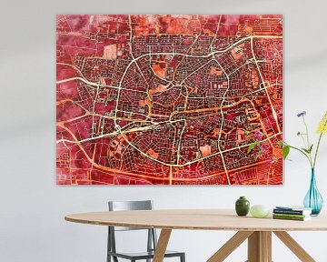 Kaart van Leeuwarden in de stijl 'Amber Autumn' van Maporia