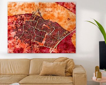 Map of Huizen with the style 'Amber Autumn' by Maporia