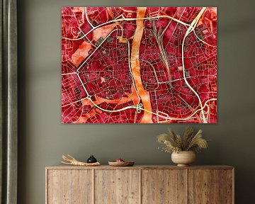 Kaart van Maastricht in de stijl 'Amber Autumn' van Maporia