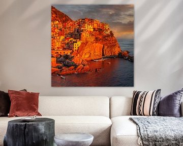 Manarola im Cinque Terre bei Sonnenuntergang von Markus Lange