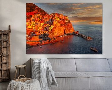 Manarola in de Cinque Terre bij zonsondergang van Markus Lange