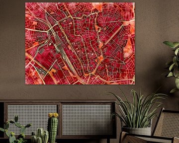 Kaart van Utrecht centrum in de stijl 'Amber Autumn' van Maporia