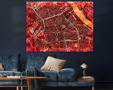 Map of Spijkenisse with the style 'Amber Autumn' by Maporia