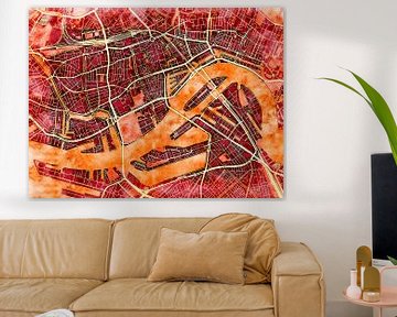 Kaart van Rotterdam centrum in de stijl 'Amber Autumn' van Maporia