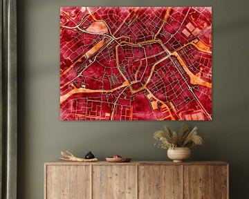 Map of Sneek centrum with the style 'Amber Autumn' by Maporia