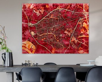 Kaart van Wijchen in de stijl 'Amber Autumn' van Maporia