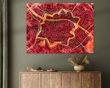 Map of Zwolle centrum with the style 'Amber Autumn' by Maporia