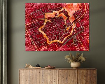 Carte de Woerden centrum avec le style 'Amber Autumn' sur Maporia