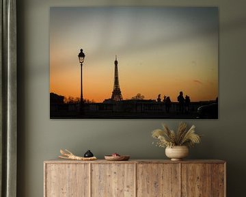 Eiffel Tower during sunset, Paris. by Bart van der Heijden