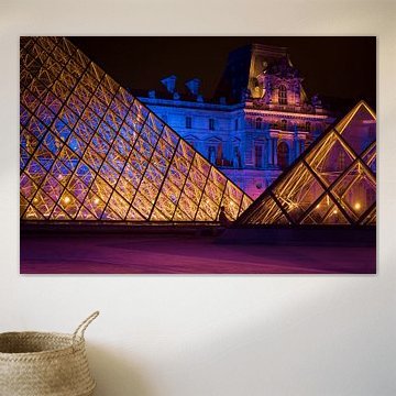 Louvre museum at night, Paris.