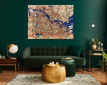 Carte de Amsterdam avec le style 'Serene Summer' sur Maporia