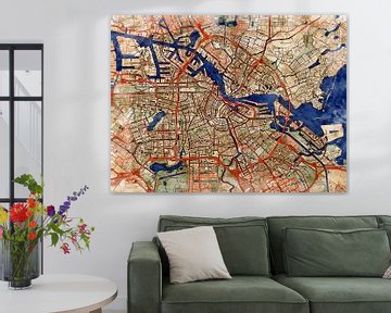 Kaart van Amsterdam in de stijl 'Serene Summer' van Maporia