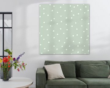 Bloemen patroon - kinderkamer licht pastel groen van Studio Hinte