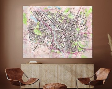 Map of Utrecht with the style 'Soothing Spring' by Maporia