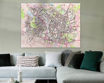 Kaart van Utrecht in de stijl 'Soothing Spring' van Maporia