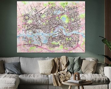 Map of Rotterdam with the style 'Soothing Spring' by Maporia