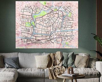 Map of Leeuwarden centrum with the style 'Soothing Spring' by Maporia