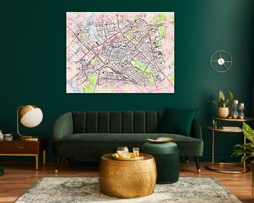 Map of Zwolle with the style 'Soothing Spring' by Maporia