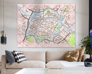 Map of Zwolle centrum with the style 'Soothing Spring' by Maporia