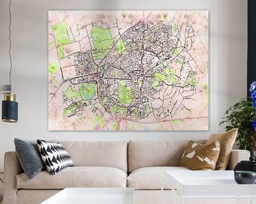 Map of Assen with the style 'Soothing Spring' by Maporia