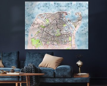 Kaart van Den Helder in de stijl 'Soothing Spring' van Maporia
