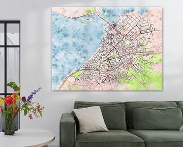 Kaart van Harderwijk in de stijl 'Soothing Spring' van Maporia
