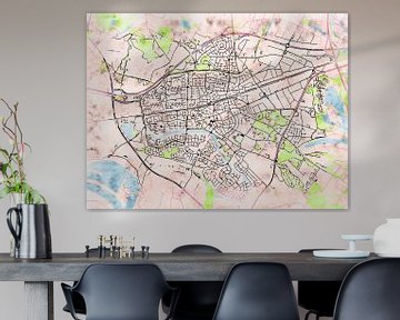 Map of Wijchen with the style 'Soothing Spring' by Maporia