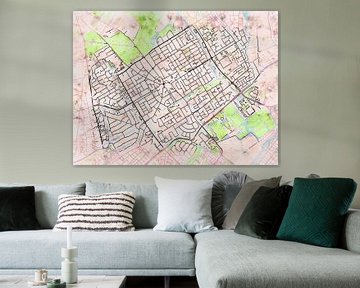 Map of Heemskerk centrum with the style 'Soothing Spring' by Maporia