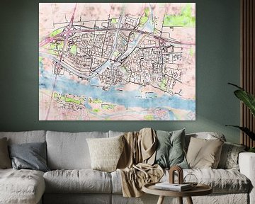 Map of Gorinchem with the style 'Soothing Spring' by Maporia