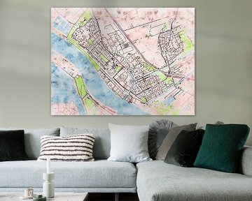 Map of Maassluis with the style 'Soothing Spring' by Maporia