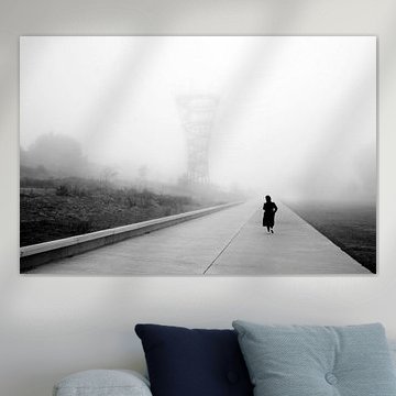 Eisenbahnpark im Nebel