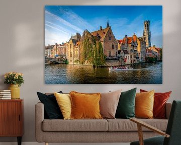 Panorama from Roozenhodkai with the Belfort in Bruges.