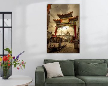 Fotografie Belgien Architektur - Paifang bekannt als Pagodentor in der Chinatown von Antwerpen