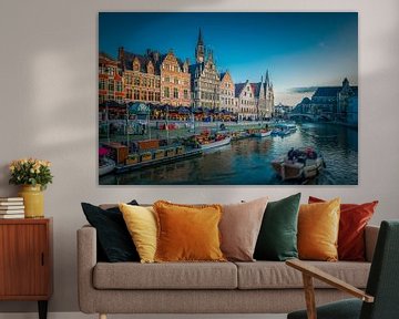 Photographie Belgique Architecture - Vue du pont de l'Herbe dans la vieille ville de Gand